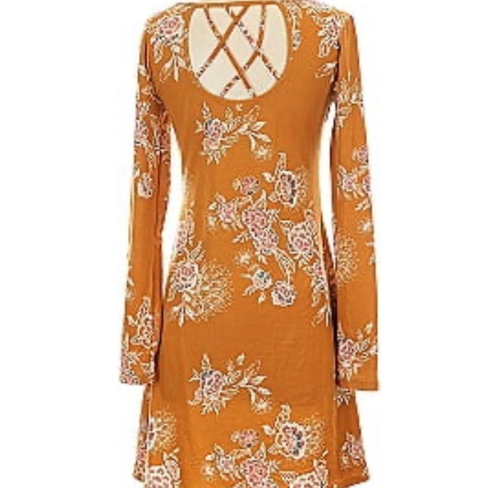 Mudd  fall Orange Floral Long Sleeve Dress - Picture 9 of 15